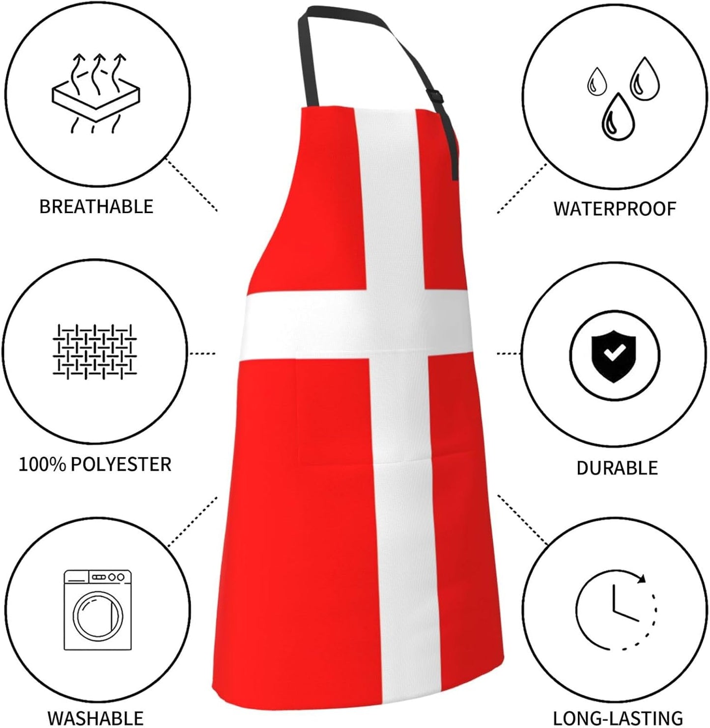 Denmark Danish Flag print Waterproof apron with pocket adjustable cooking apron for adult kitchen bibs to bake