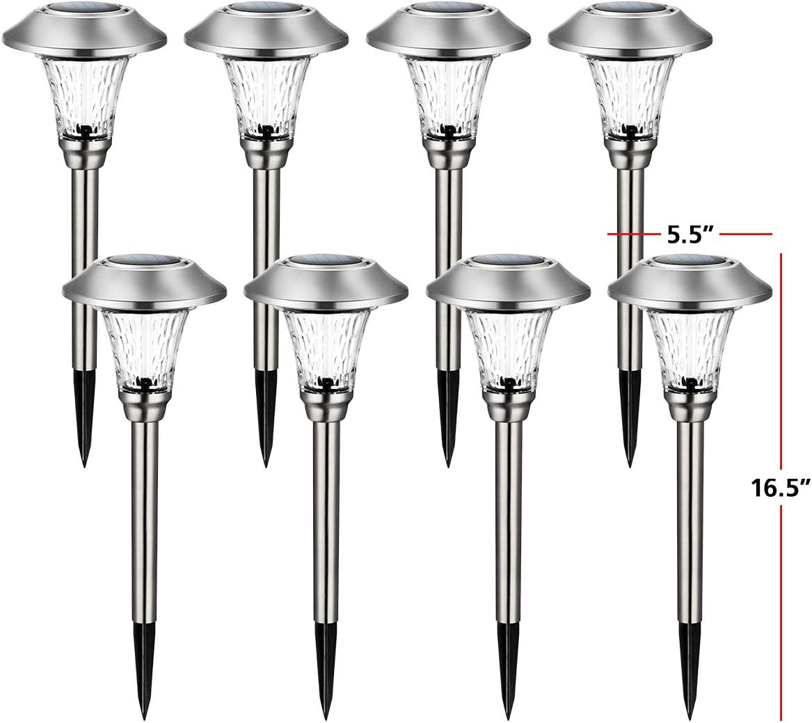 GIGALUMI Solar Pathway Lights, 8 Pack Solar Light Outdoor Waterproof, 