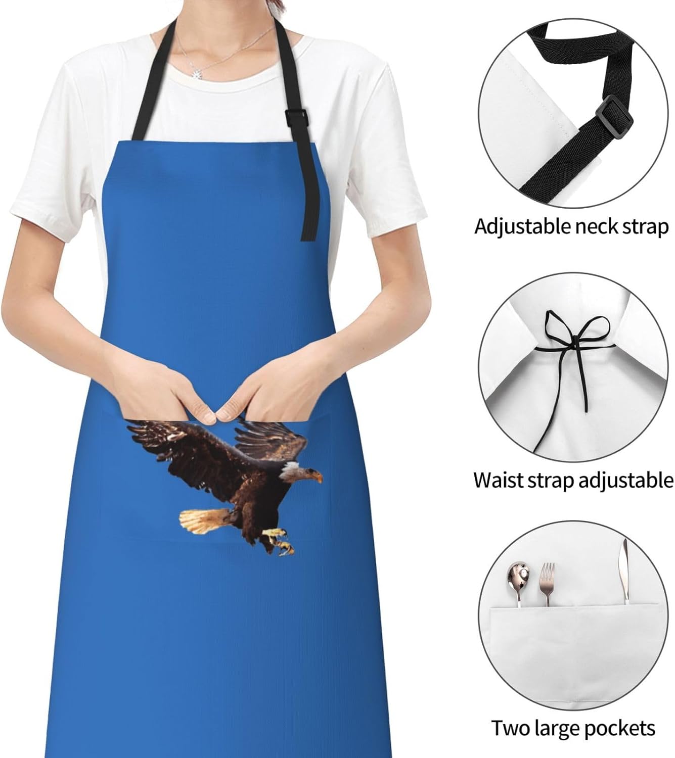 eagle print Waterproof apron with pocket adjustable cooking apron for adult kitchen bibs to bake