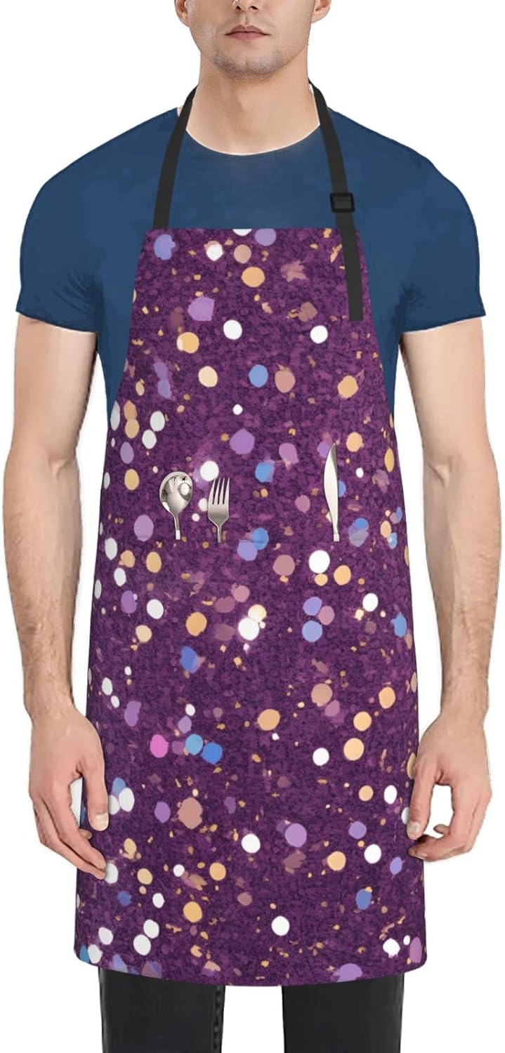 YANYU Glitter pattern Print 28x33 In Kitchen Apron Stylish Chef Apron 
