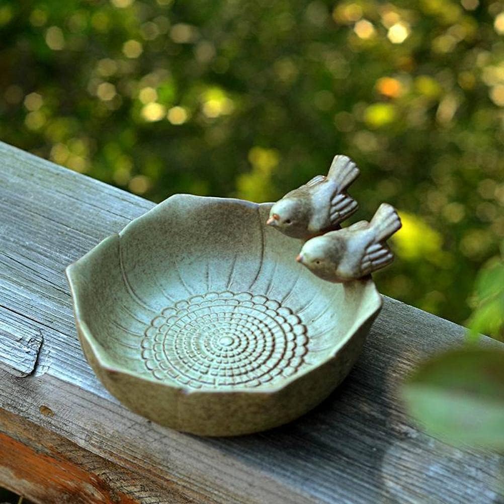 Ceramic Birdbath Bowl Wild Bird Feeder Food Holder Container Bird Feeding Tray Bowl for Outside Bee Bird Water Bath Outdoor Garden Courtyard Decoration, Balcony and Lawn