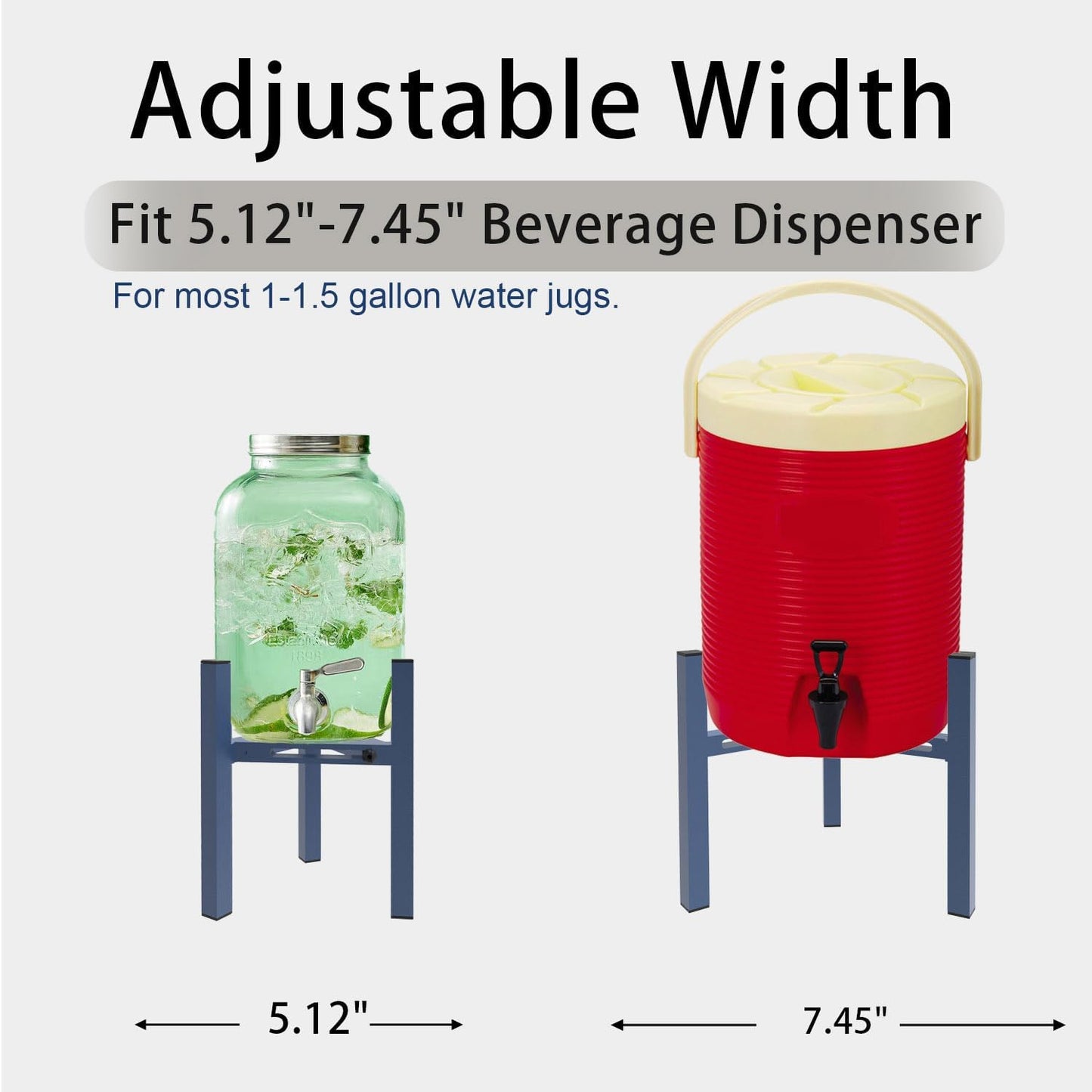 Adjustable Metal Drink Dispenser Stand Holder for 1-1.5 Gallon, Stable Beverage-Dispenser Stand for Indoor Outdoor (Without Drink Dispensers) (Blue)