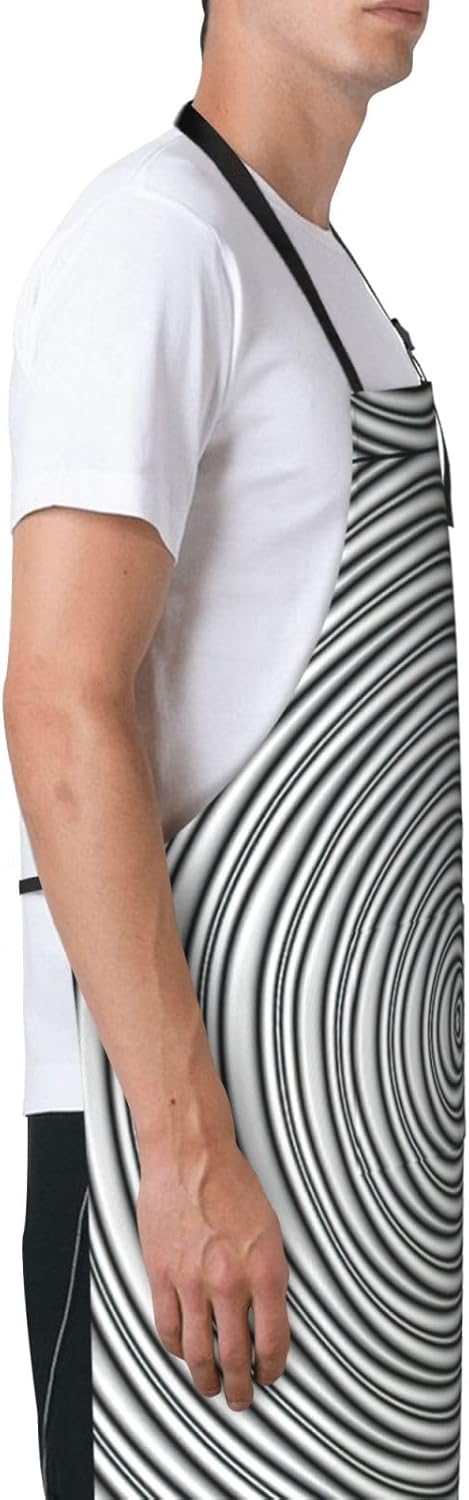 Optical Spin Illusion Print Laundry apron 28x33 In Waterproof Kitchen Apron with Pockets for Cooking Baking