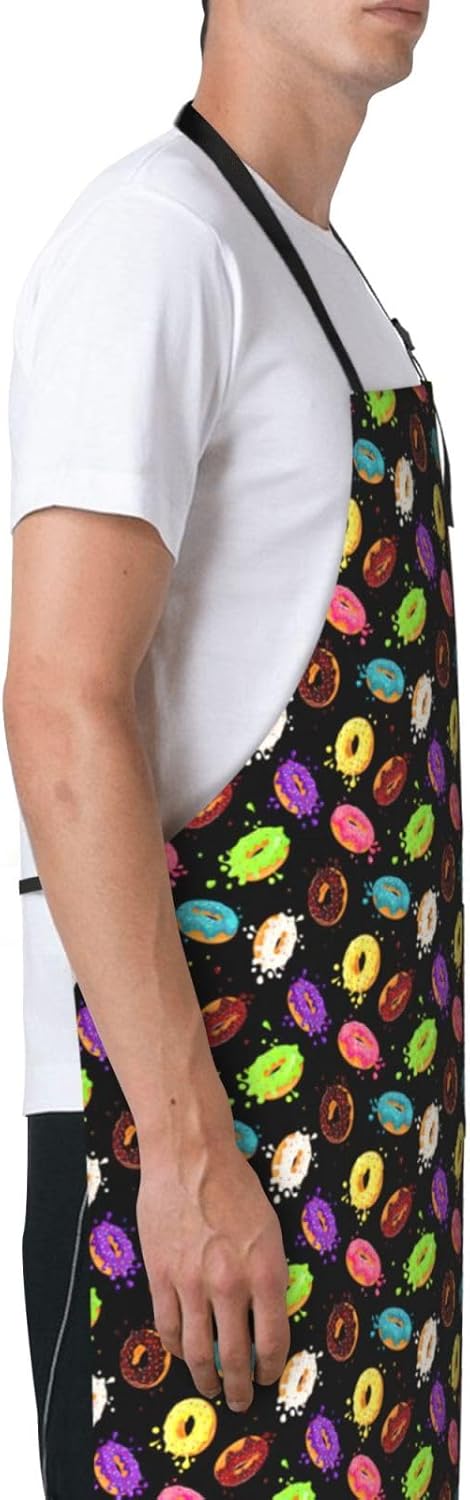 Donut print Waterproof apron with pocket adjustable cooking apron for 
