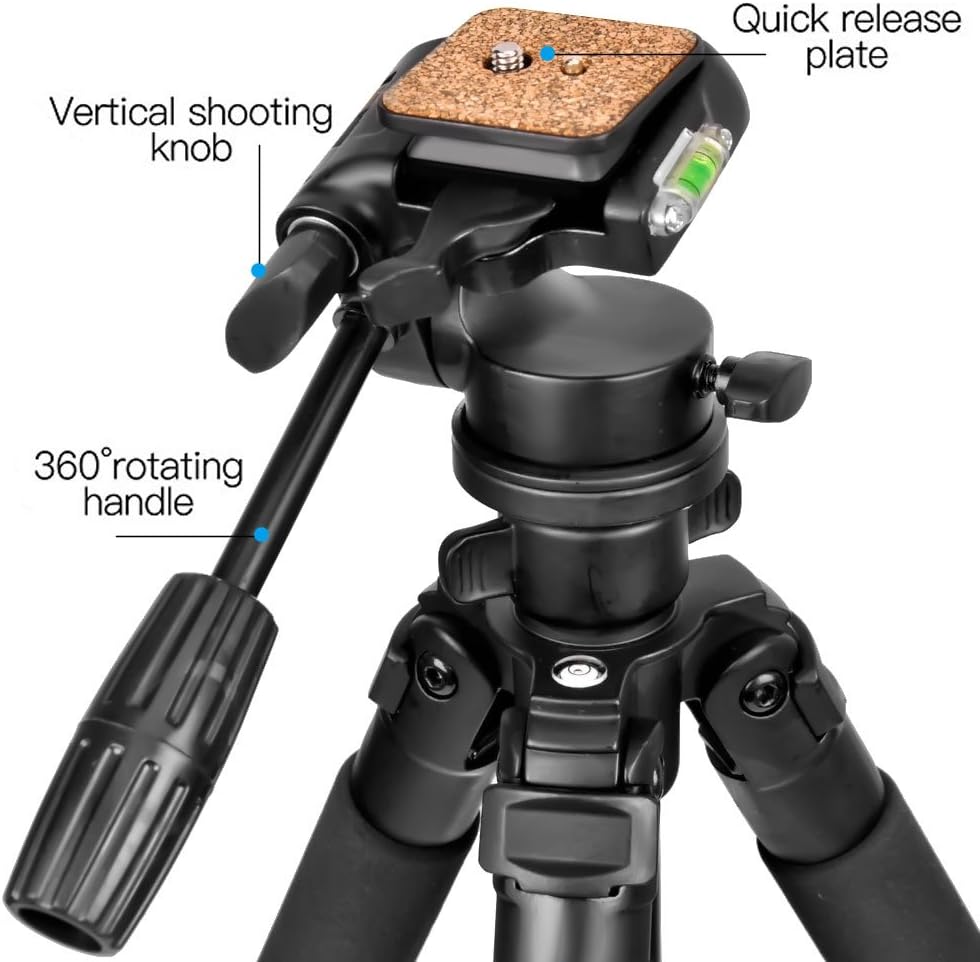 Gosky Tripod -Travel Portable Tripod for Spotting scopes, Binoculars, camcorders, or SLR Cameras (Pro (61-inch))