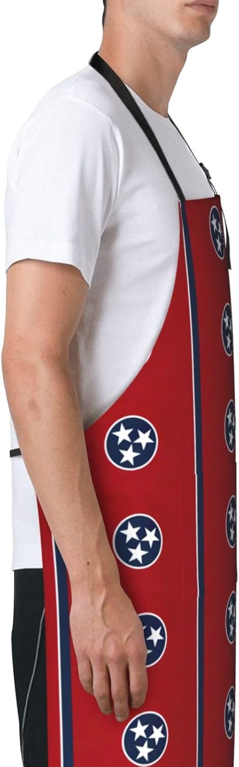 YANYU Tennessee flag Print 28x33 In Kitchen Apron Stylish Chef Apron with Pockets for Cooking Baking Painting