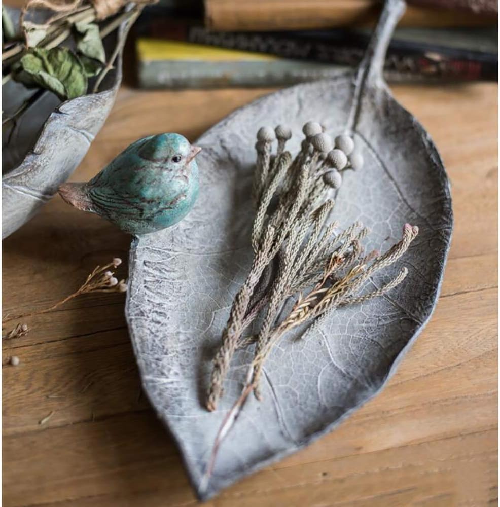 Leaf Decorative Tray Garden Window Bird Feeder Tray Garden Outdoor Patio Rustic Decor,B+32188cm