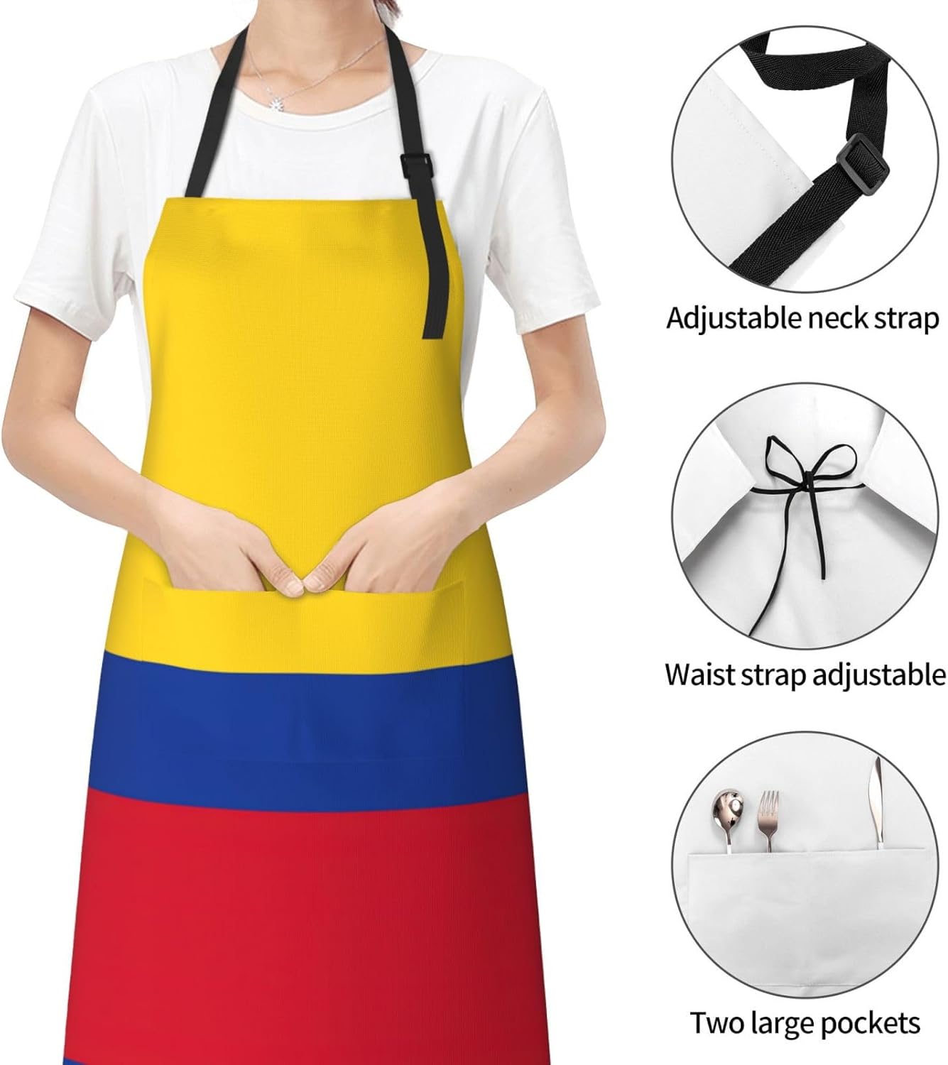 Flag of Colombia print Waterproof chef's apron with pocket apron for kitchen cooking baking barbecue and gardening