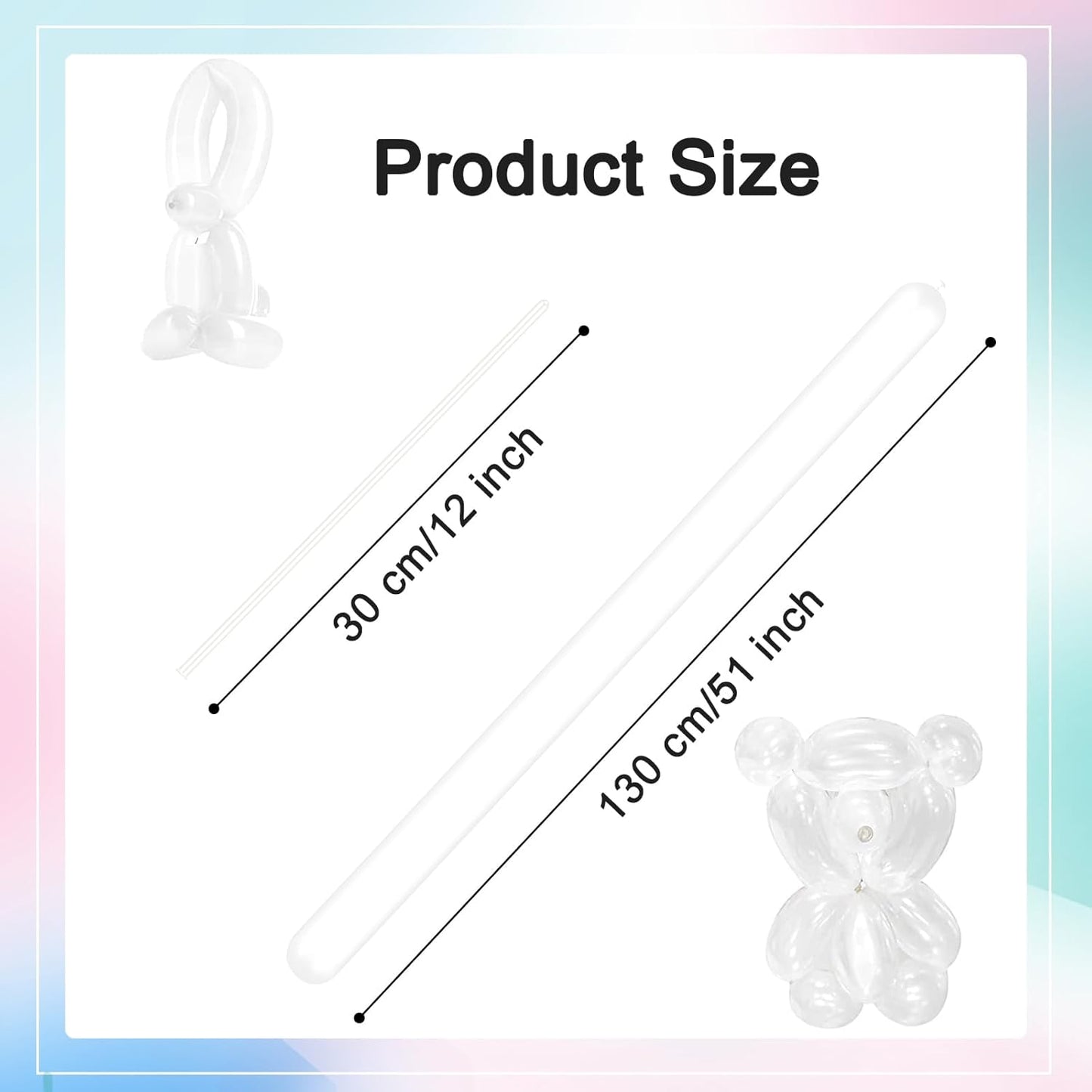 260 Balloons - Clear Long Balloons for Tying Balloon Arch | 100Pcs Skinny Stretchy Tie Balloons for Animal Making, Twisting, Attaching & Long Balloon Tying