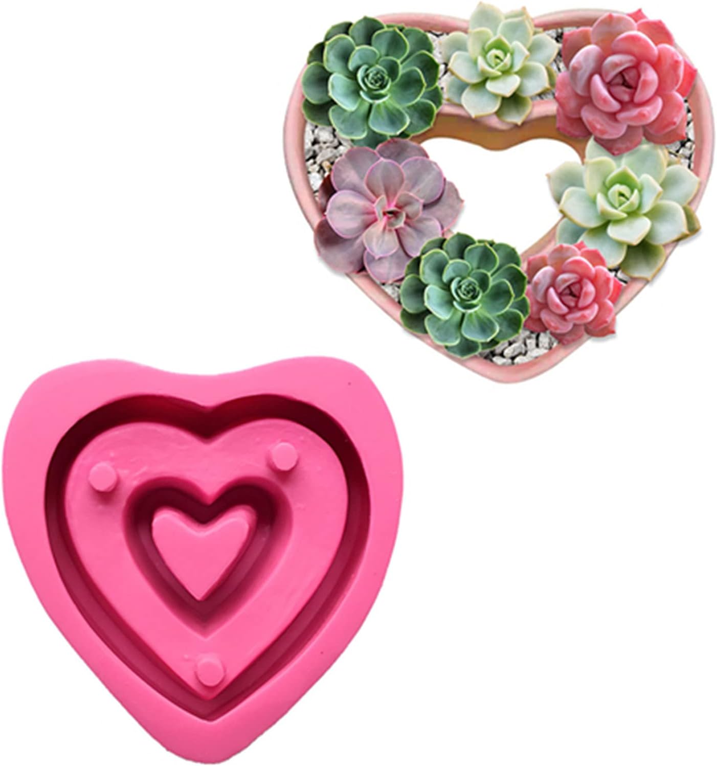 Silicone Concrete Flower Pots Molds,Silicone Planter Molds I Love U Design Succulent Plant Flowerpot Moulds Cement Clay Molds DIY Handcraft Decoration Tool