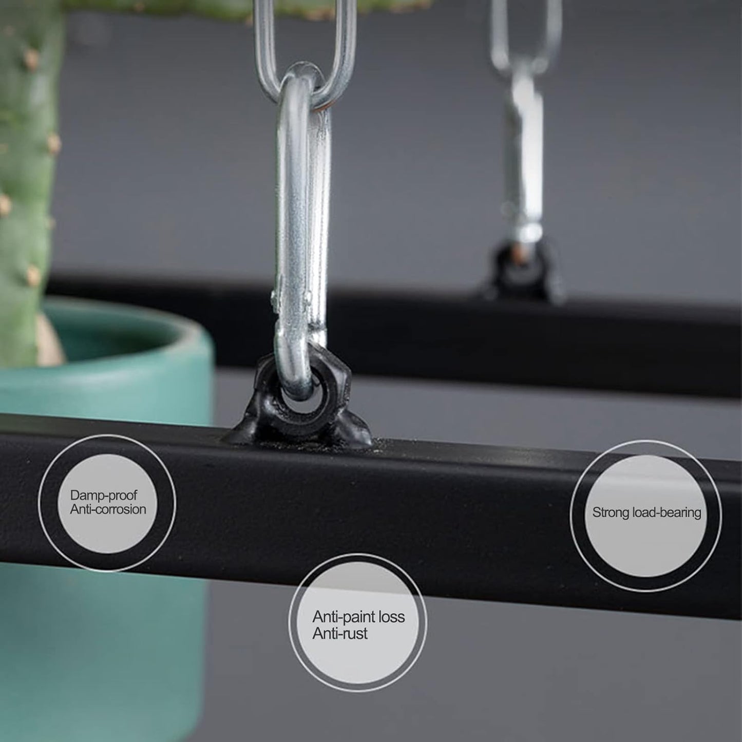 Creative Flower Pot Rack, Ceiling Hanging Plant Shelf, Solid Wood & Iron Frame, Decorative Railing Storage, Indoor/Outdoor Use, 120x25x15cm, Space-Saving Design