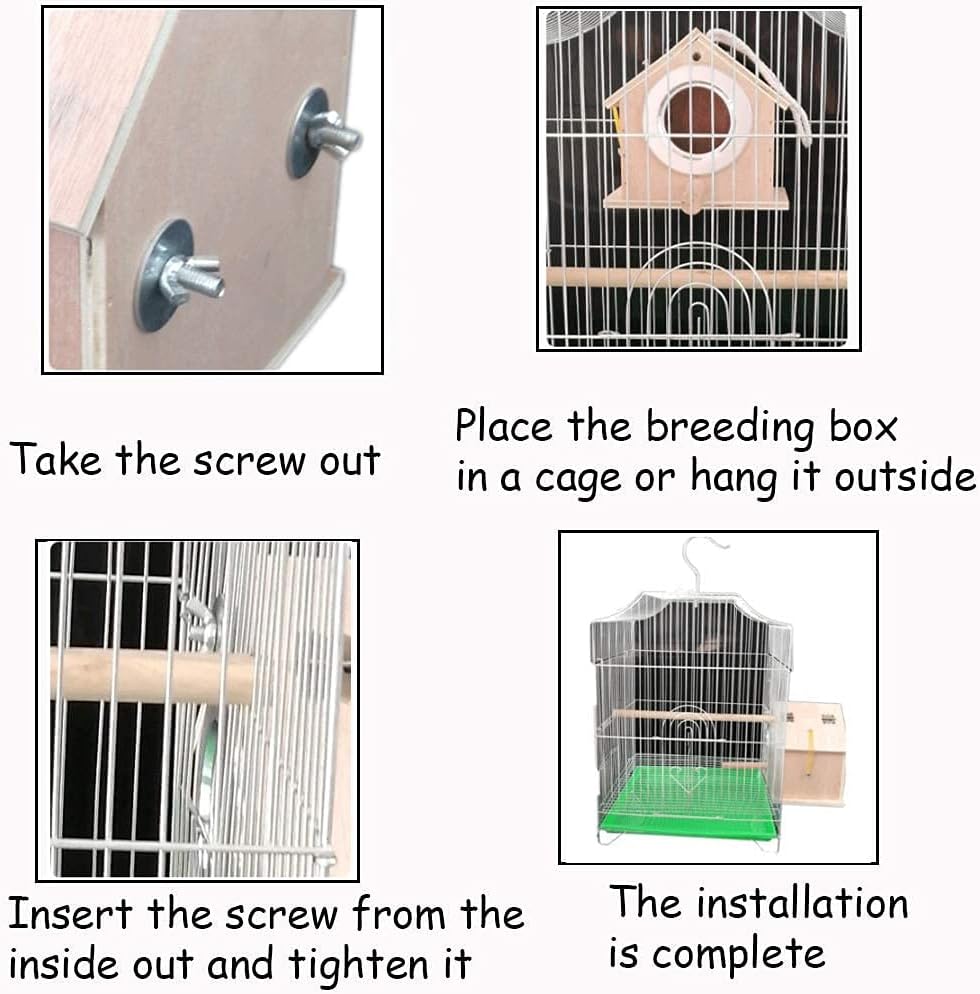 kathson Parakeet Nest Box Bird Nesting House Parrot Breeding Mating Box for Lovebirds Cockatiel Budgie Finch (10.1''x8.5''x7.3'')