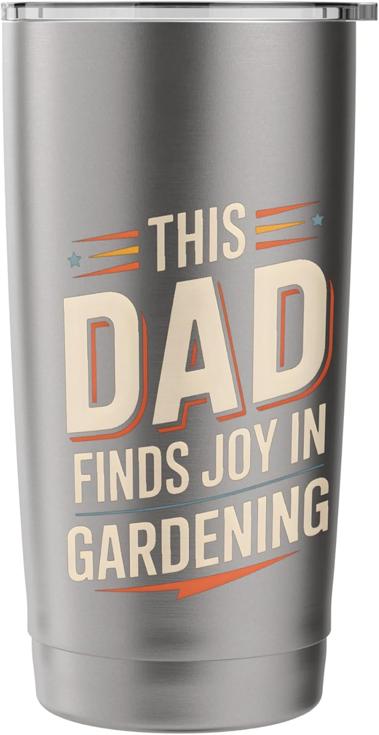This Dad Finds Joy In Gardening Lawn Care Father Hobby Stainless Steel Insulated Tumbler