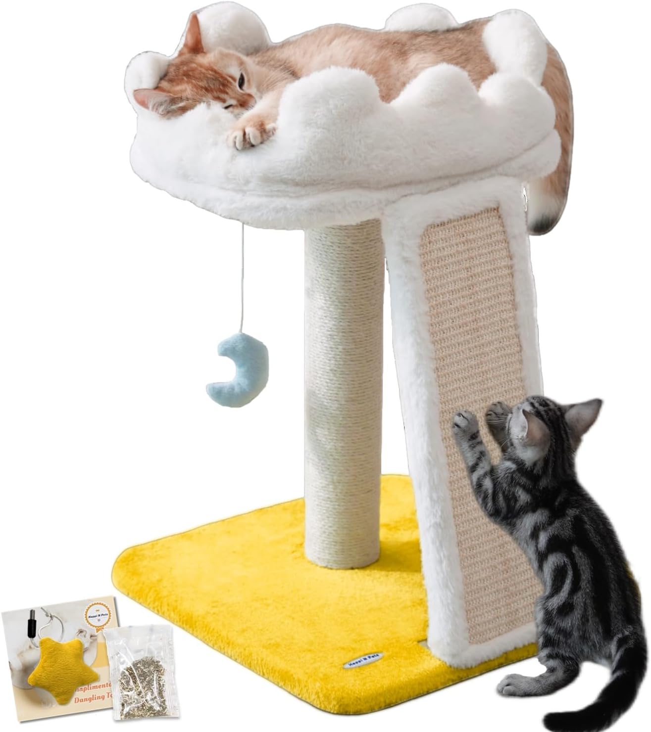 Happi N Pets New Cloud Cat Tree Tower, Cat Scratching Post with Bed, S