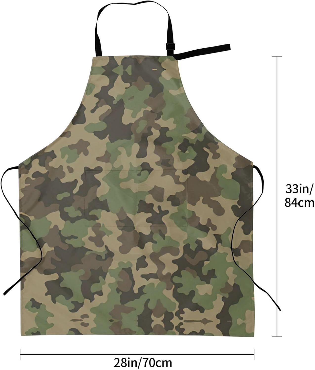 Green camo print Waterproof apron with pocket adjustable cooking apron for adult kitchen bibs to bake