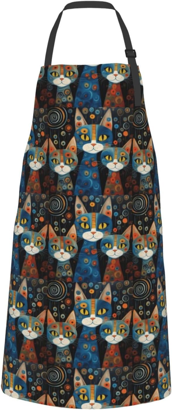 YANYU Cat Print Print 28x33 In Kitchen Apron Stylish Chef Apron with P