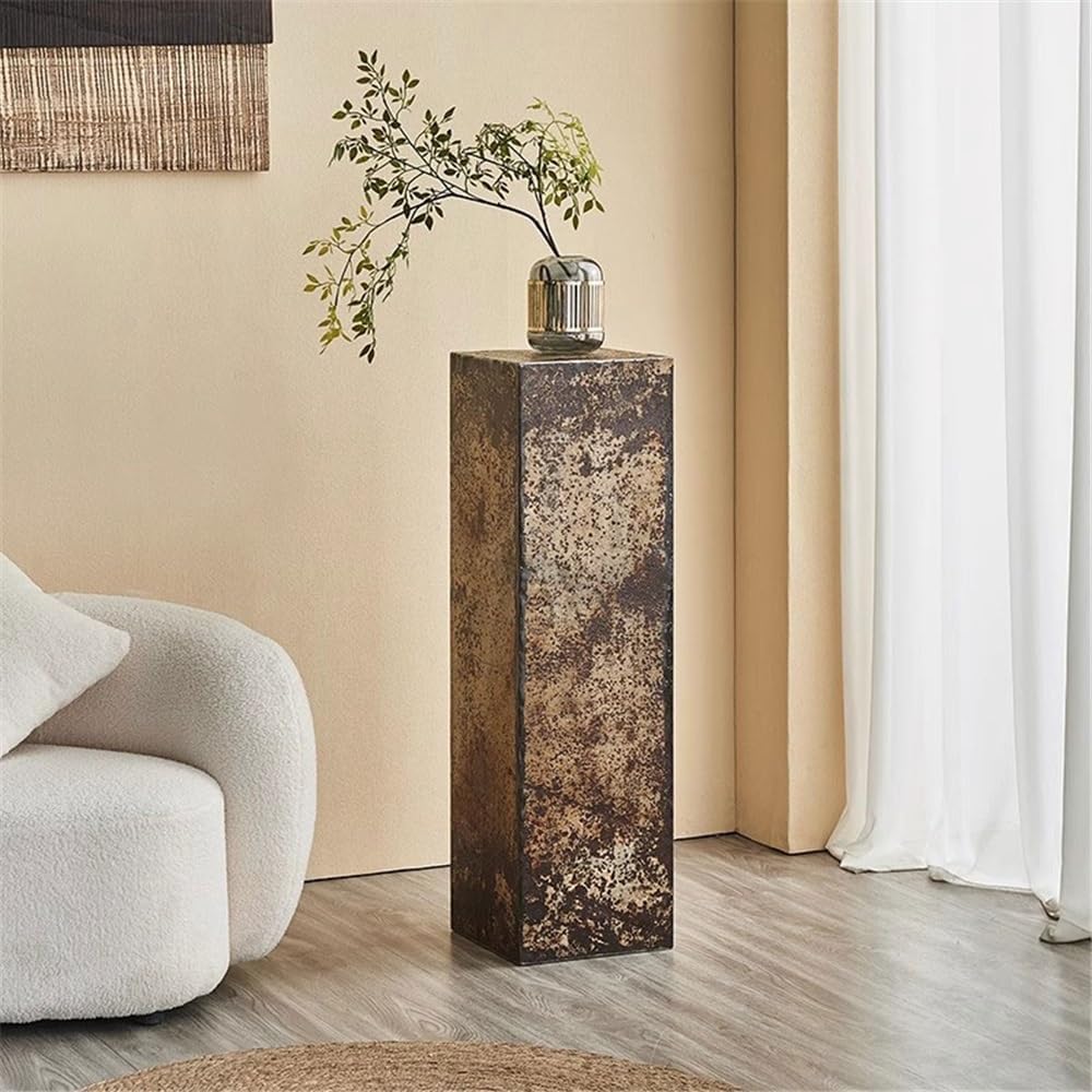 Oriental Vase Stand Metal Iron Skin Ornament Display Base, Vintage Distressed Living Room Flower Table Rack Vase Display Stand(Small)
