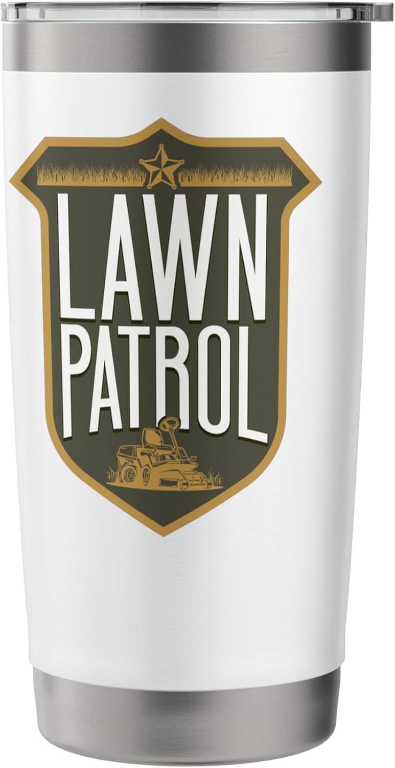 Lawn Mower Mowing Dad Father Landscaper Lawn Patrol Stainless Steel Insulated Tumbler