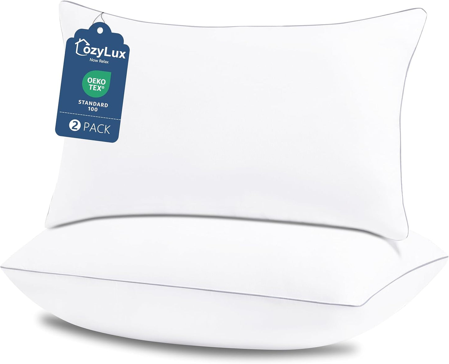 CozyLux Pillows Queen Size Set of 2, Hotel Quality Bed Pillows for Sleeping 2 Pack, Cooling Pillows for Side Back and Stomach Sleepers, Down Alternative Luxury Soft Supportive Fluffy Pillows (18x28)