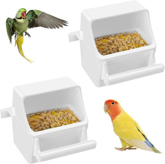 Pawfly 2 Pcs Bird Feeder, Hanging Plastic Water Dispenser with Hooks, 
