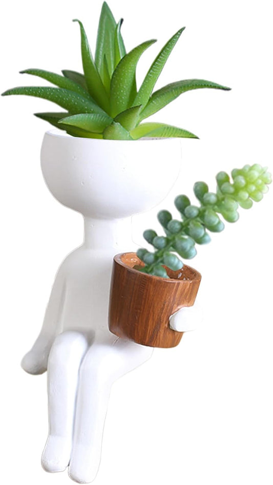Face Planter, Resin Head for Indoor Plants Small Pots Waterproof Resin