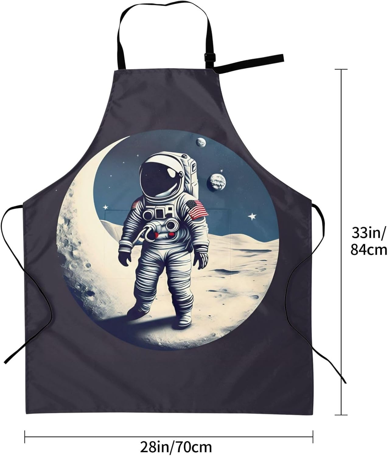 Astronaut on The Moon print Waterproof chef's apron with pocket apron for kitchen cooking baking barbecue and gardening