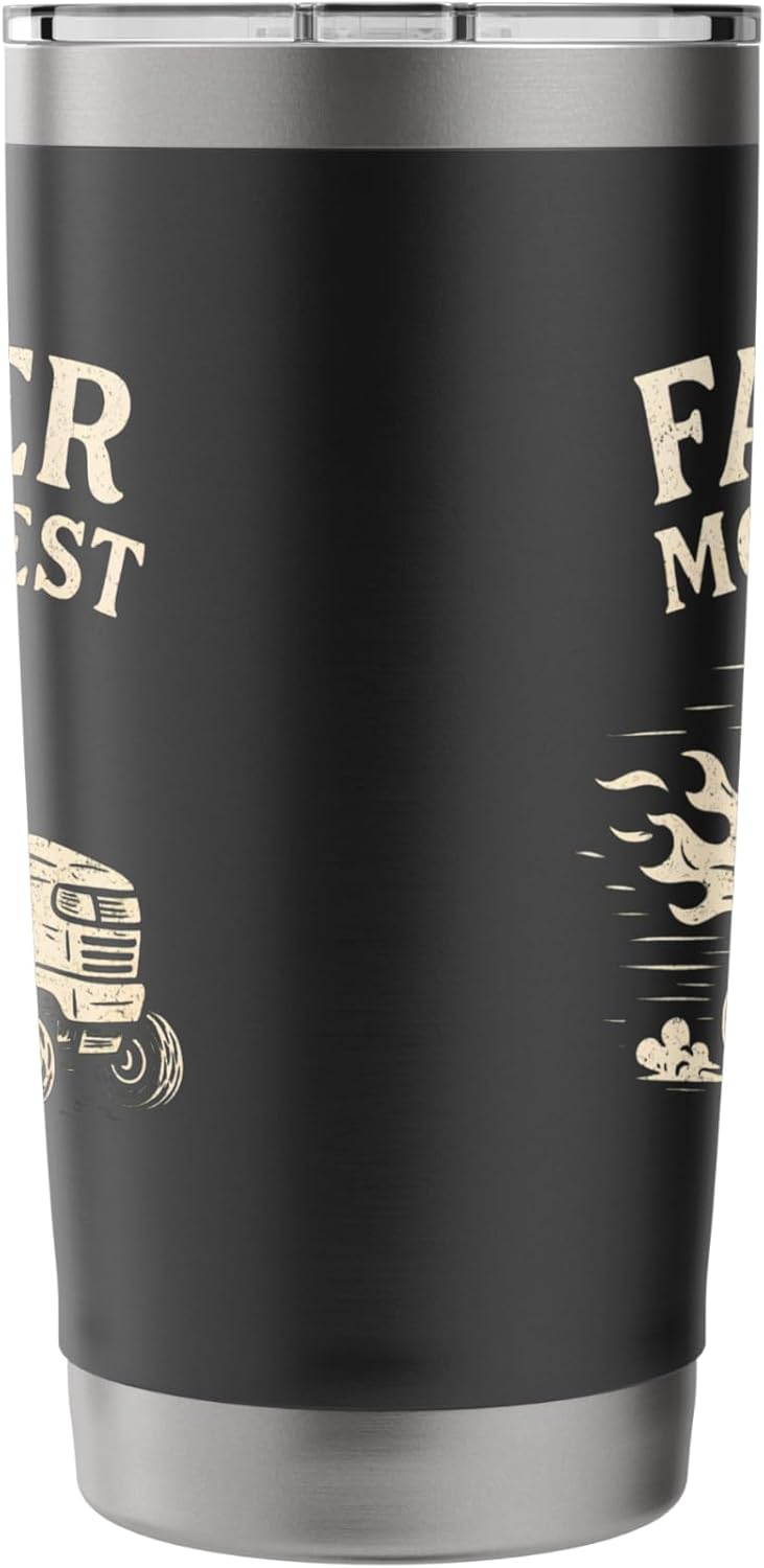 Father Mows Best Funny Racing Lawn Mower Dad Stainless Steel Insulated Tumbler