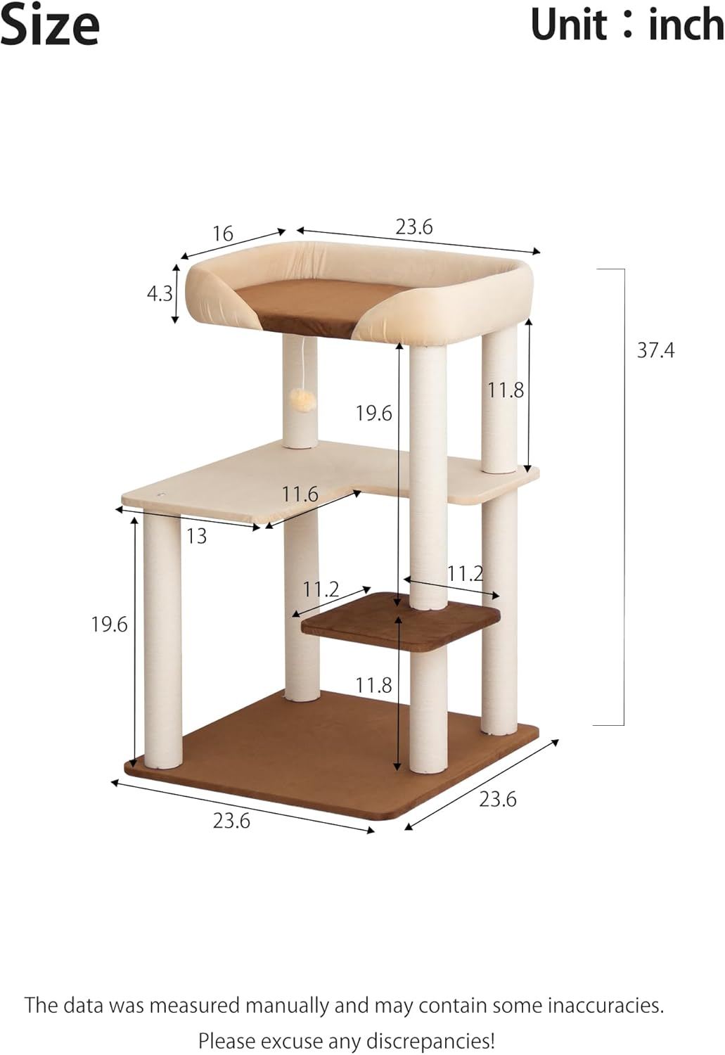Cat Tree for Large Cats, Modern Senior Friendly Cat Tower with Wide Sh
