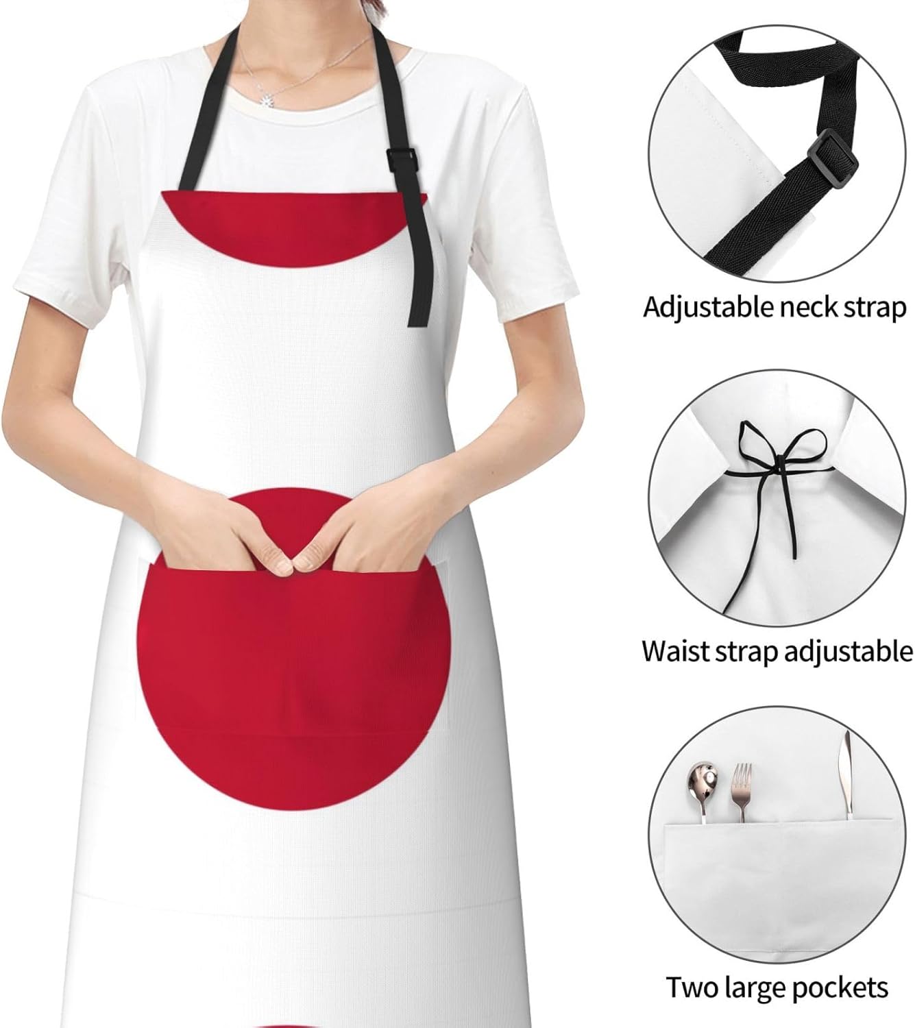 Japanese flag Print 28x33 In Adult Kitchen Apron with Pockets Versatil