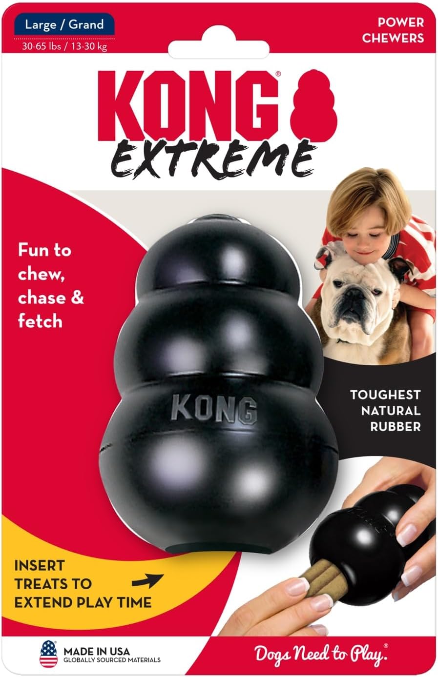 KONG Extreme Dog Toy - Fetch & Chew Toy - Treat-Filling Capabilities &