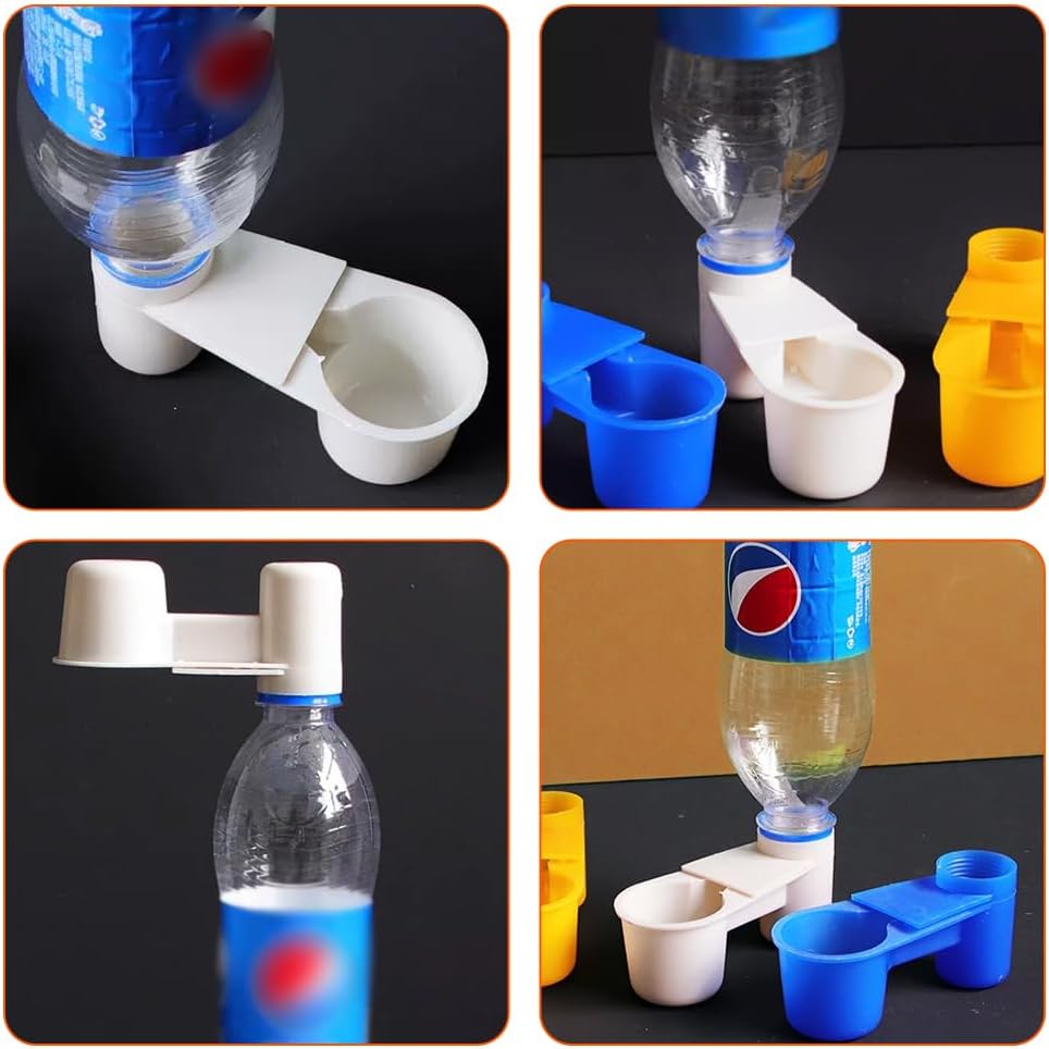 12Pcs Automatic Bird Drinker Feeder Plastic Soda Pop Water Bottle Cup or Pigeons Parrot Chicken Feeder Poultry Cage Cup Supplies (White)