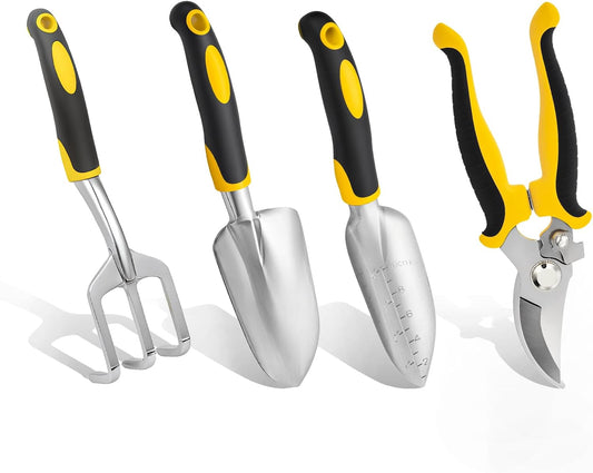 Garden Tool Set 4-Piece,Heavy Duty Aluminum Gardening Tools,Rust-Proof
