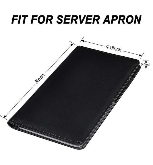 Server Books for Waitress - Leather Waiter Book Server Wallet with Zipper Pocket, Cute Waitstaff Organizer with Money Pocket Fit Waitress Apron（Classic Black）