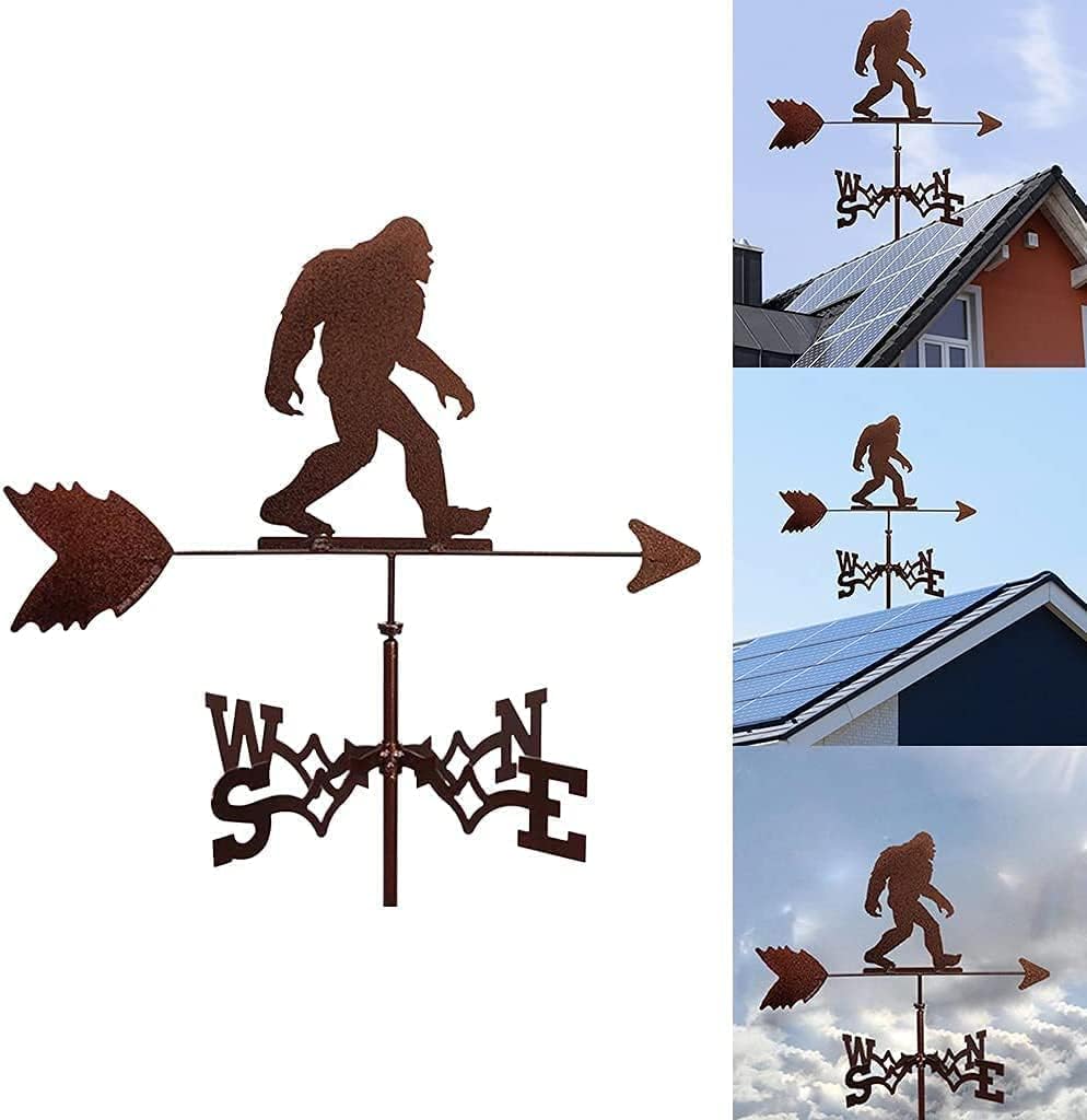 Metal Weather Vane Wind Direction Measuring Instrument Roof Installation Weather Vane Farm Scene Garden Art Deco Accessories (Sasquatch)