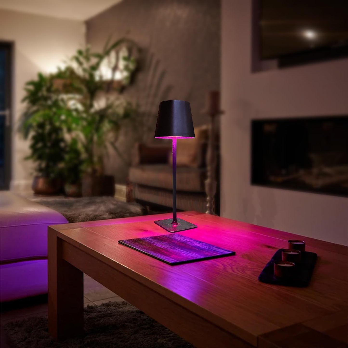 Cordless Table Lamps, Outdoor Solar LED Lamp, 4000mAh Rechargeable Bottle Lamp, Touch RGB Color Stepless Dimming Light for Bedroom, Restaurants, Patio, Camping,Bar Black