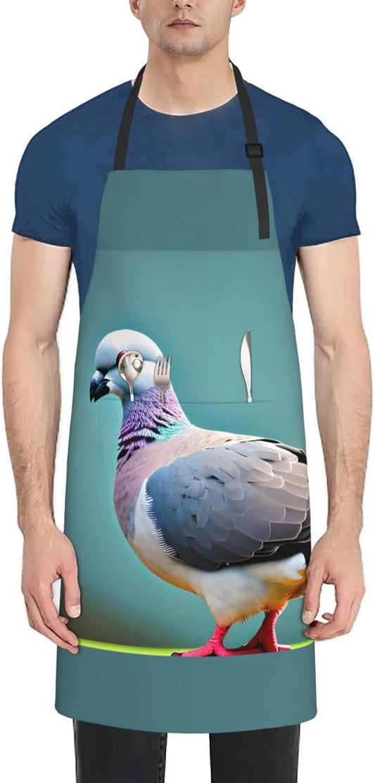 cartoon pigeon 4 print Waterproof chef's apron with pocket apron for kitchen cooking baking barbecue and gardening