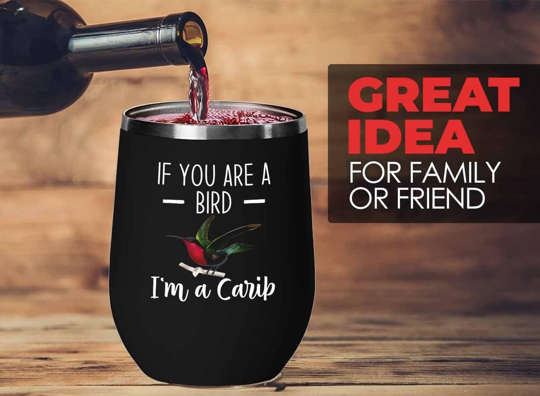 Bird Lover Black Edition Wine Tumbler 12oz - Bird and Carib - Hummingb