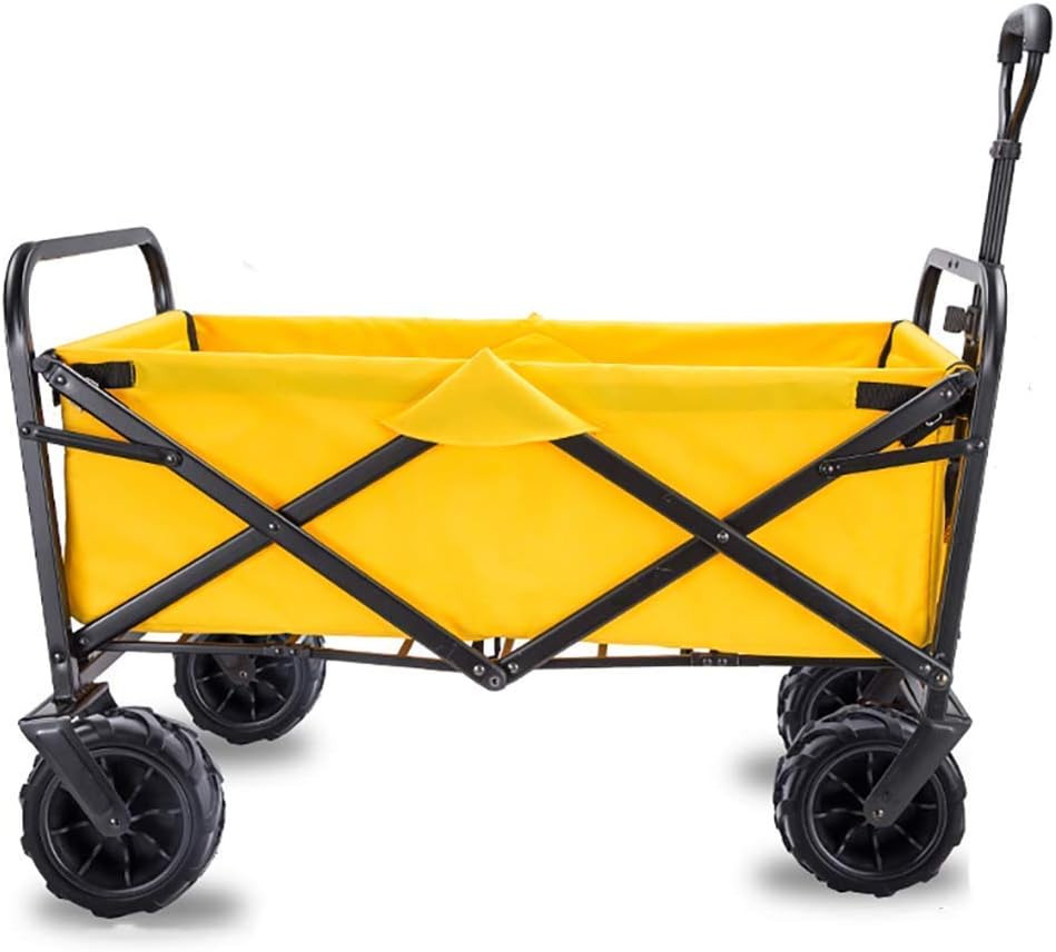 Garden Roly Foldable Cart High Durability Holiday Trolley Pull Truck Transporter with Brake Wheels Foldable 90kg/198lb Capacity Shopping Cart (E: Green) (F: Red) (B: Yellow)