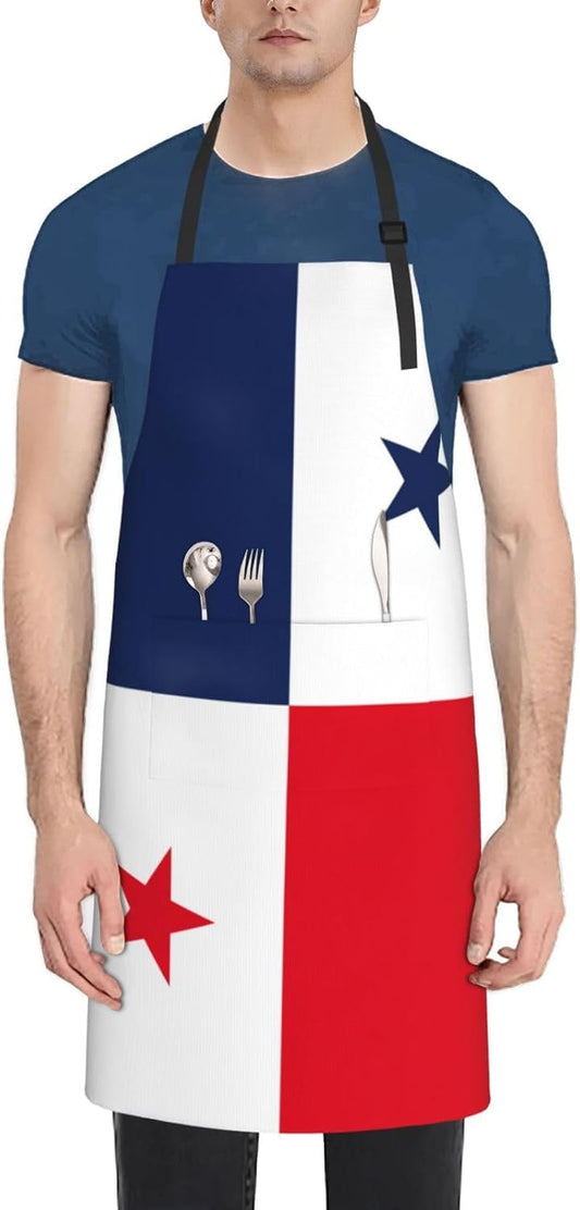 Flag of Panama print Waterproof chef's apron with pocket apron for kitchen cooking baking barbecue and gardening