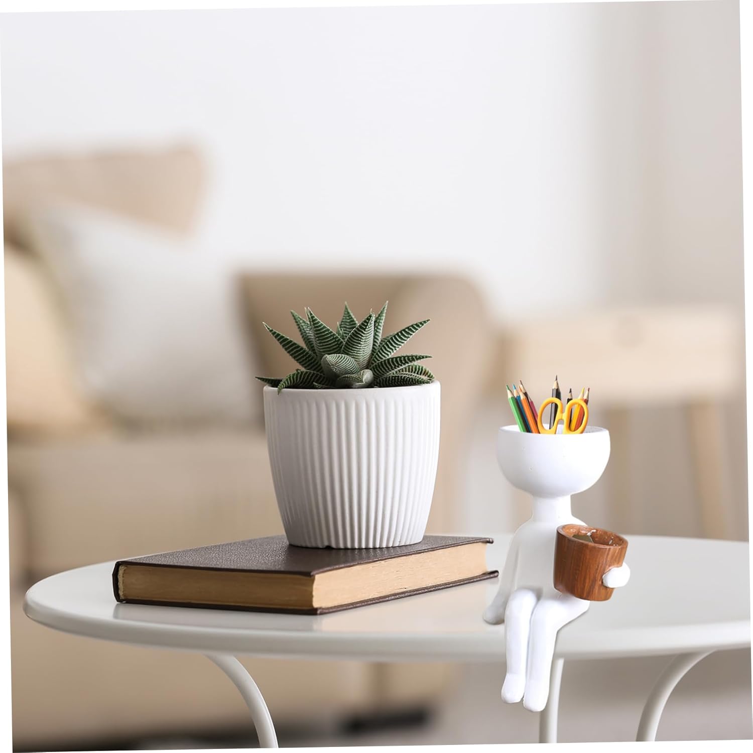 Face Planter, Resin Head for Indoor Plants Small Pots Waterproof Resin