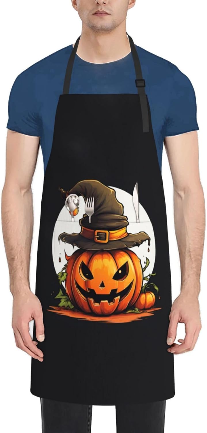 halloween cute pumpkin print Waterproof chef's apron with pocket apron