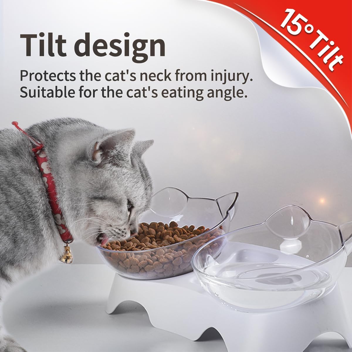 MILIFUN Cat Bowls, Cat Food Bowls Elevated Tilted, Anti Vomiting Kitty