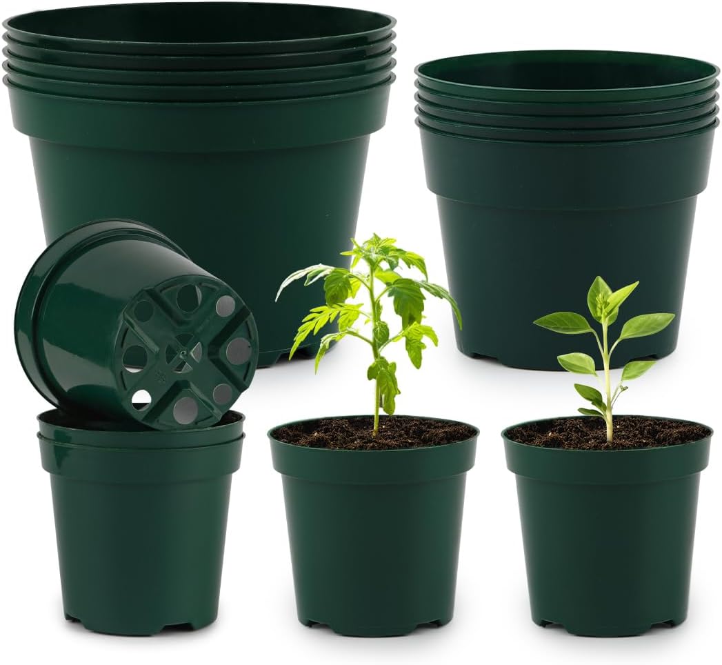 15 Pack 4/6/8 Inch Plant Nursery Pots, Sturdy Plant Pots with Drainage