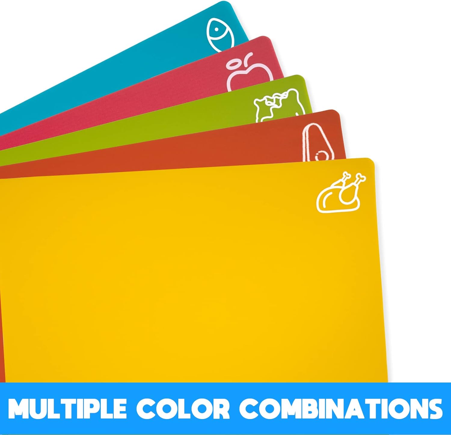 Goodluck 5 Pieces Flexible Cutting Boards, BPA Free Plastic Cutting Bo