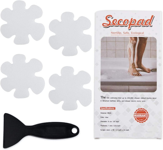 24PCS Original Bathtub Stickers Non-Slip, Safety Shower Treads Adhesive Appliques with Premium Scraper