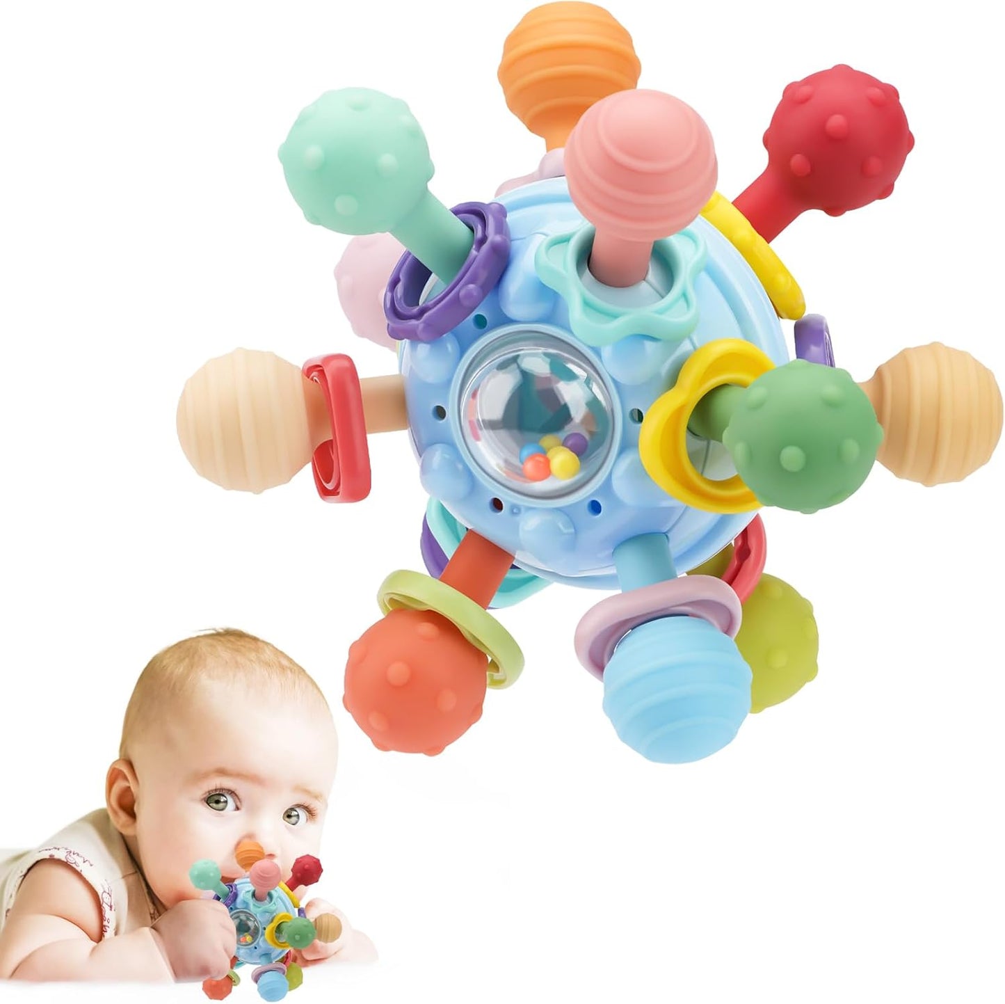 Baby Montessori Sensory Toys for 0-6 6-12 Months, Baby Teether Teethin