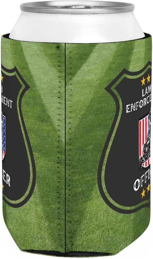 Lawn Enforcement Officer Beer Sleeve – Funny Lawn Care Gift for Dad – Neoprene Can Insulator for 12oz and 16oz Cans – Double-Sided, Durable, Outdoor Father's Day Gift