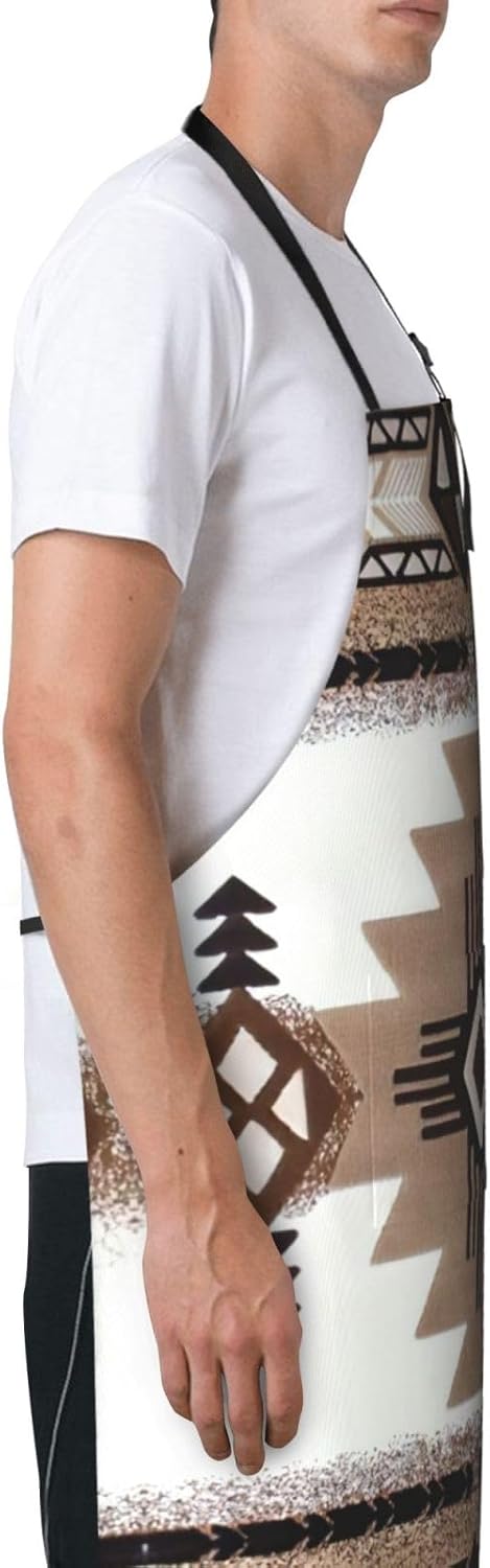 Native American Print 28x33 In Adult Kitchen Apron with Pockets Versatile Chef Smock for Cooking Baking