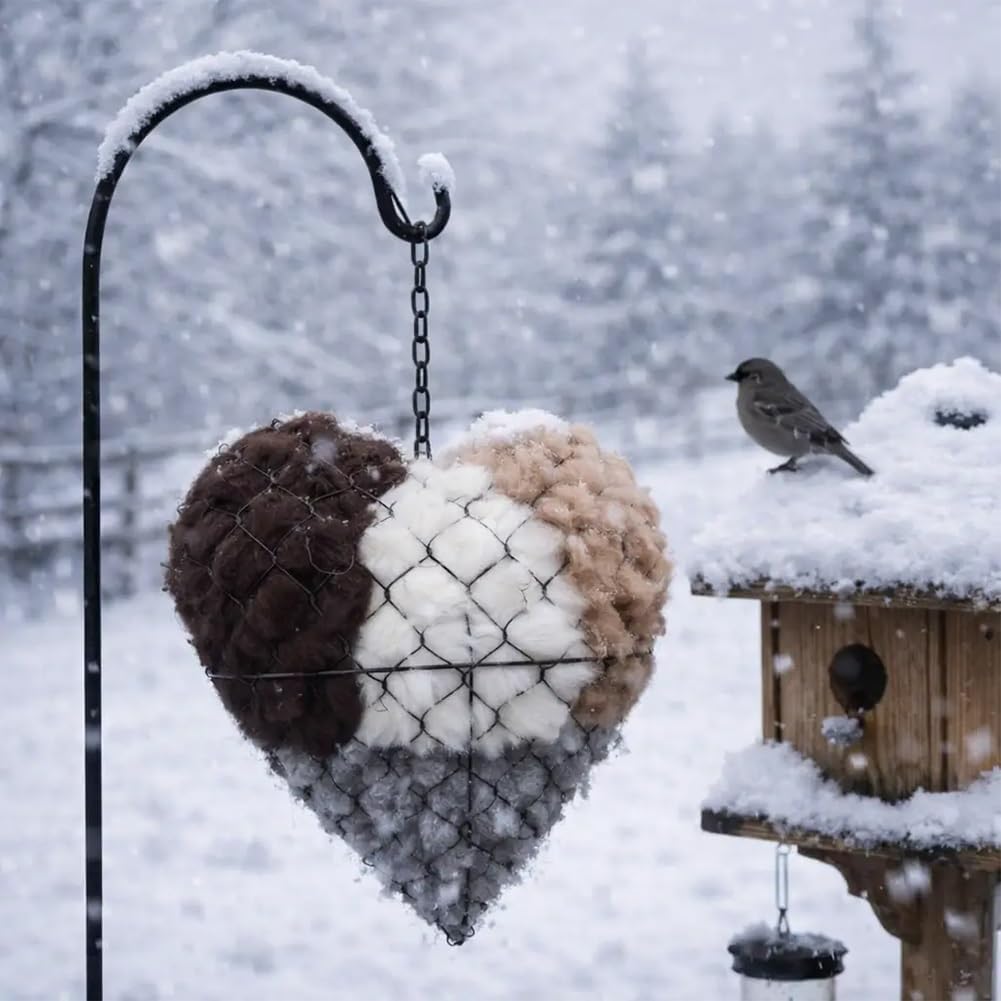 Handmade Fiber Bird Nesting Heart, Birds Nests Material Holder, Winter