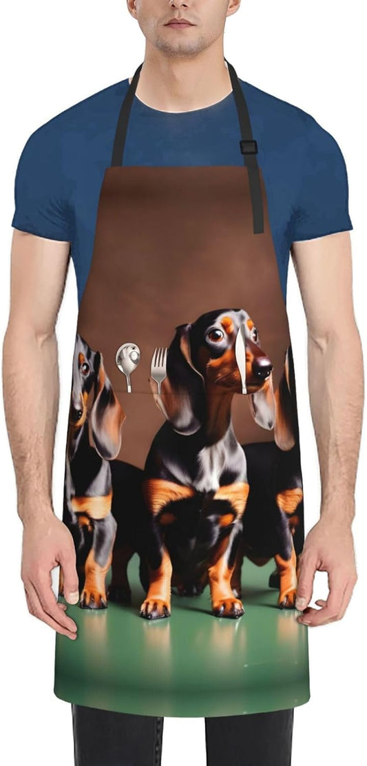 Dachshund Weiner dog Print Laundry apron 28x33 In Waterproof Kitchen Apron with Pockets for Cooking Baking